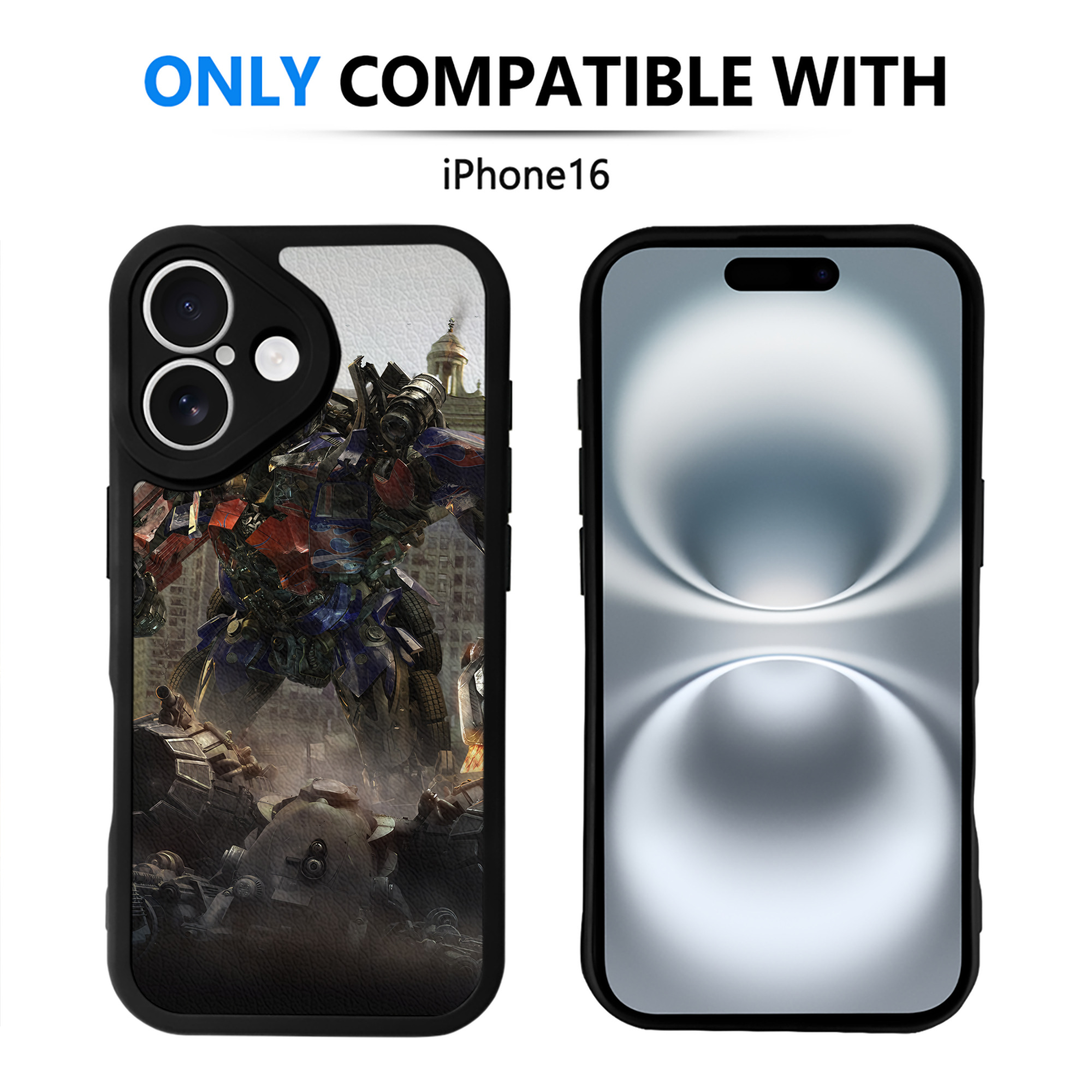 （画像用） Transformers トランスフォーマー 【iPhone 16シリーズ対応】シリコンスマホケース（レザー調） 材質：シリコン
